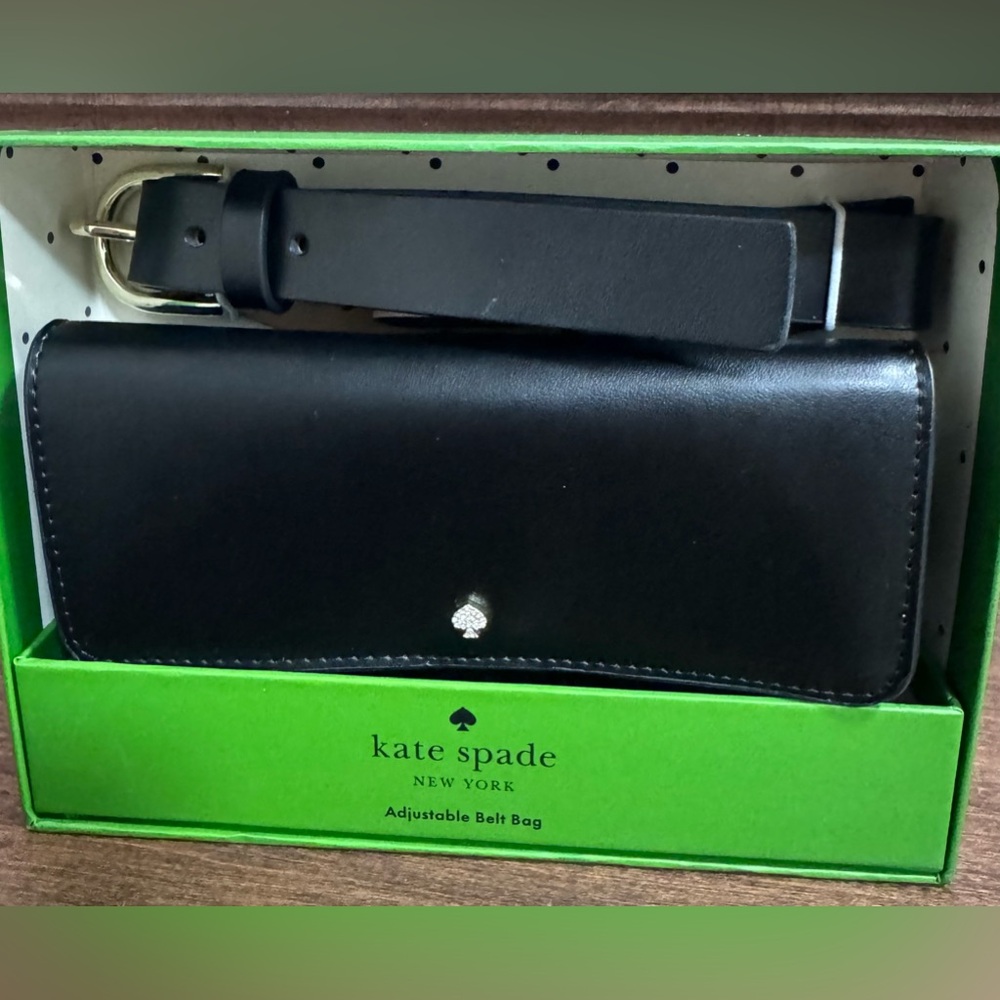 ✅ Cute 🥰 Kate Spade  Adjustable Belt Bag Black  Genuine Leather - Size L/XL